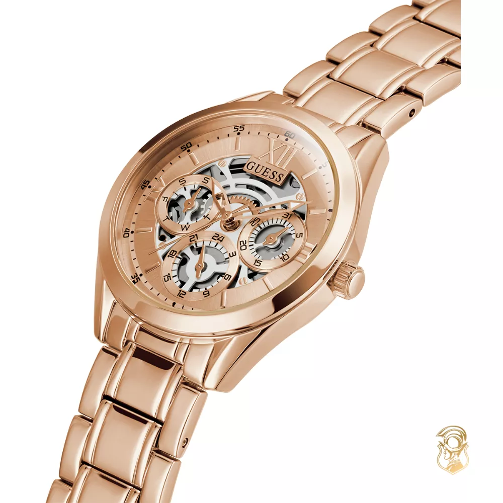 Guess Clear -Cut Rose Gold Watch 34mm