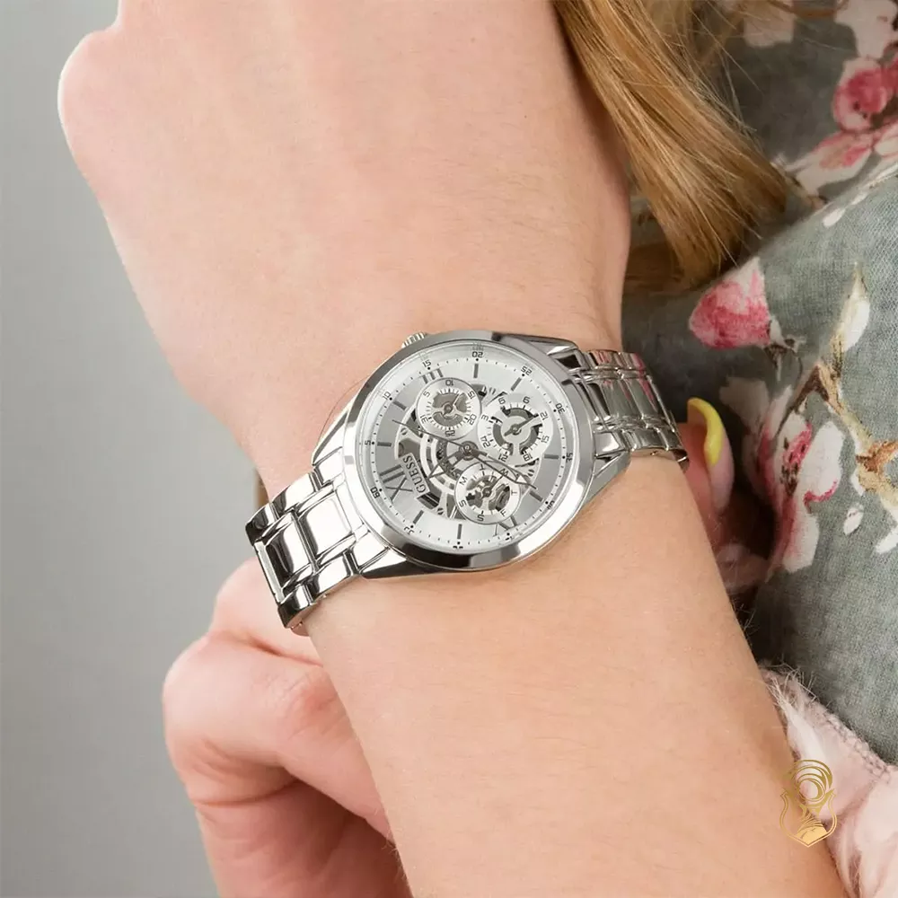 Guess Clear-Cut Silver Tone Watch 34mm