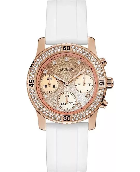 Guess Sparkling White Tone Watch 37mm 