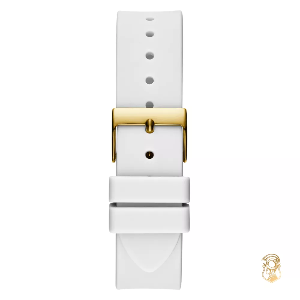 Guess Cut-thru White Tone Watch 40mm