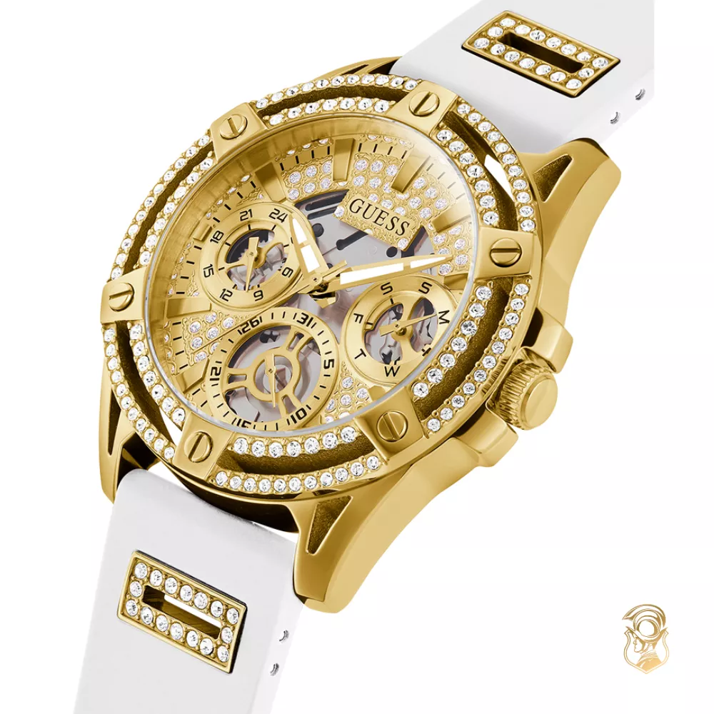 Guess Cut-thru White Tone Watch 40mm