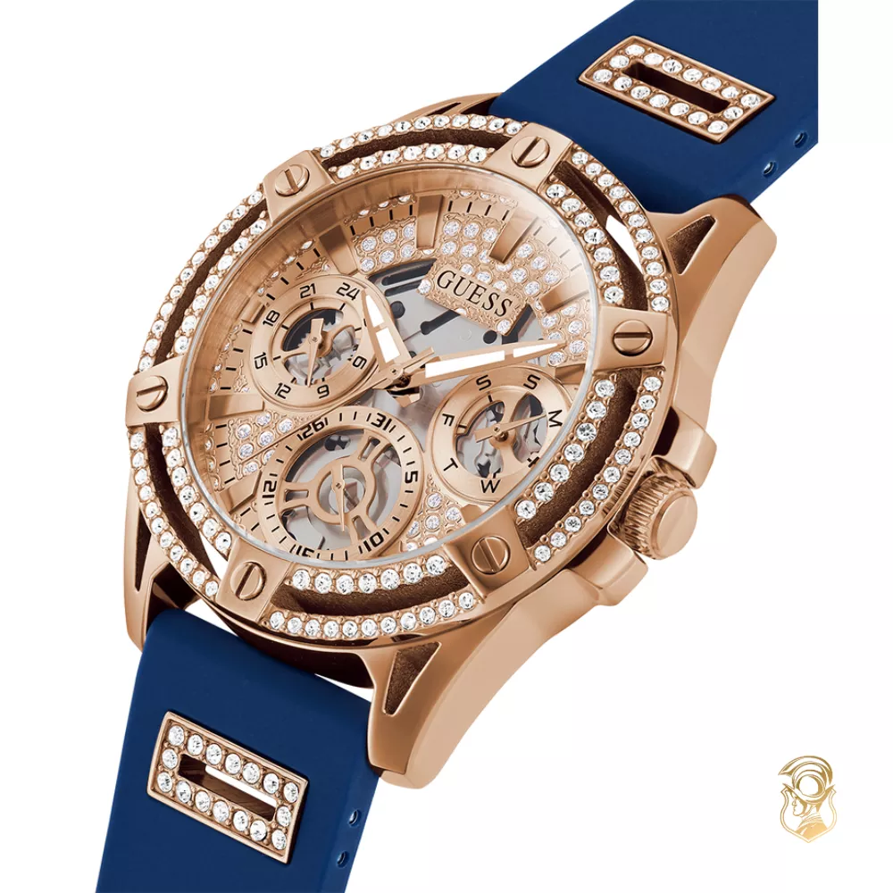 Guess Cut-thru Navy Tone Watch 40mm