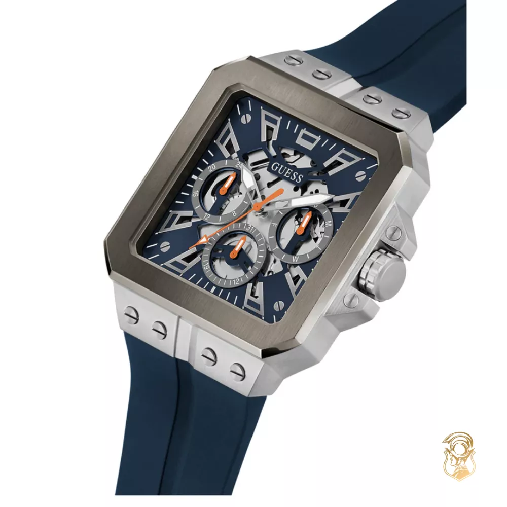 Guess Dark Silver-Tone and Navy Multifunction Watch 42mm