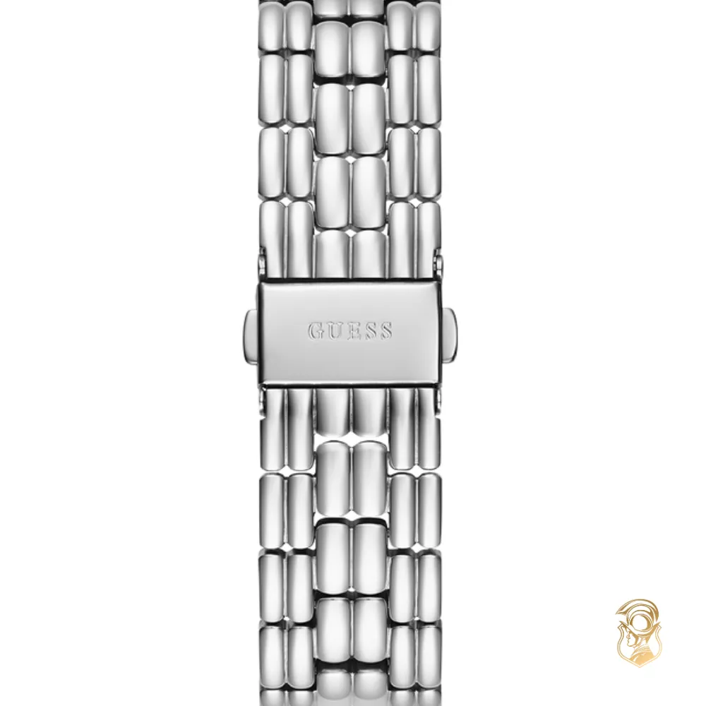 Guess Dazzling Silver - Tone Crystal Watch 34mm