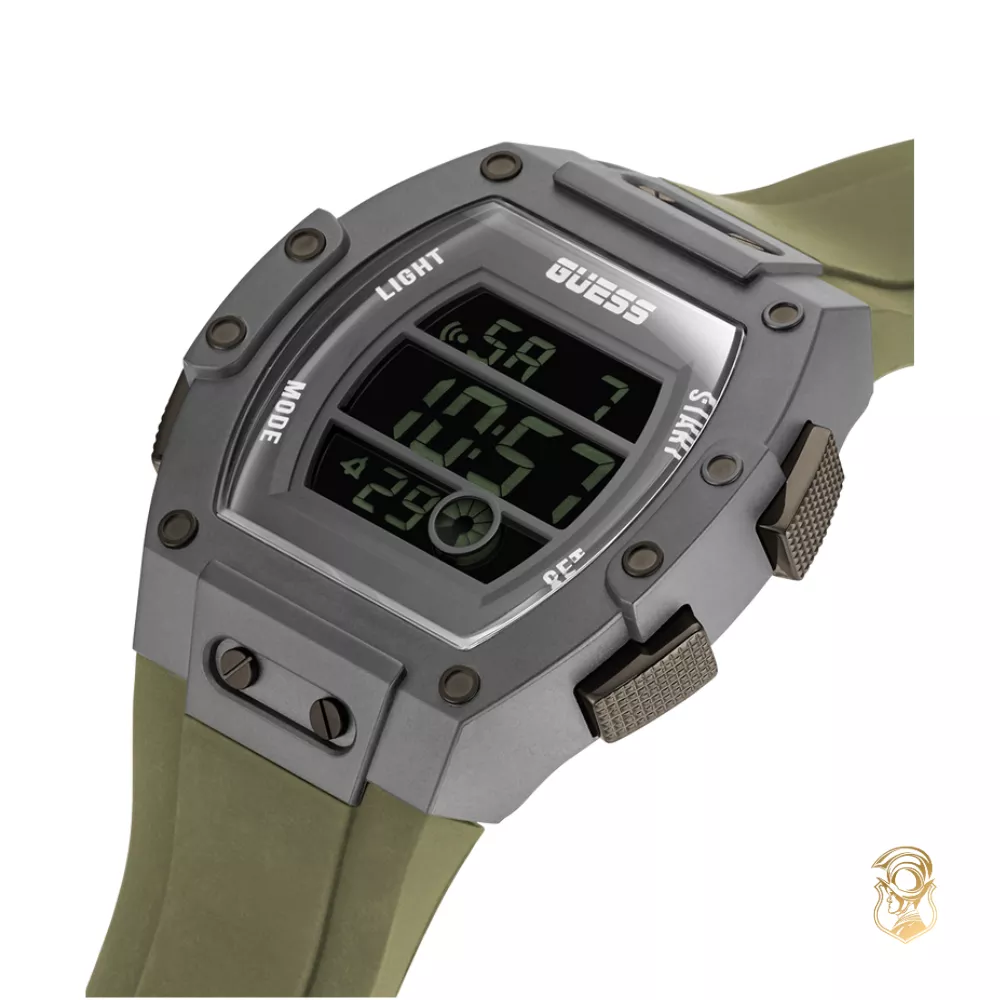 Guess Digital Green Silicone Watch 43mm