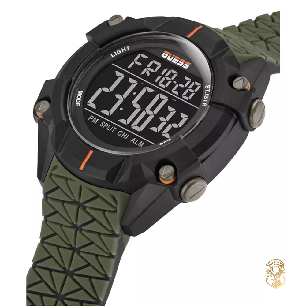 Guess Digital Green Silicone Watch 47mm