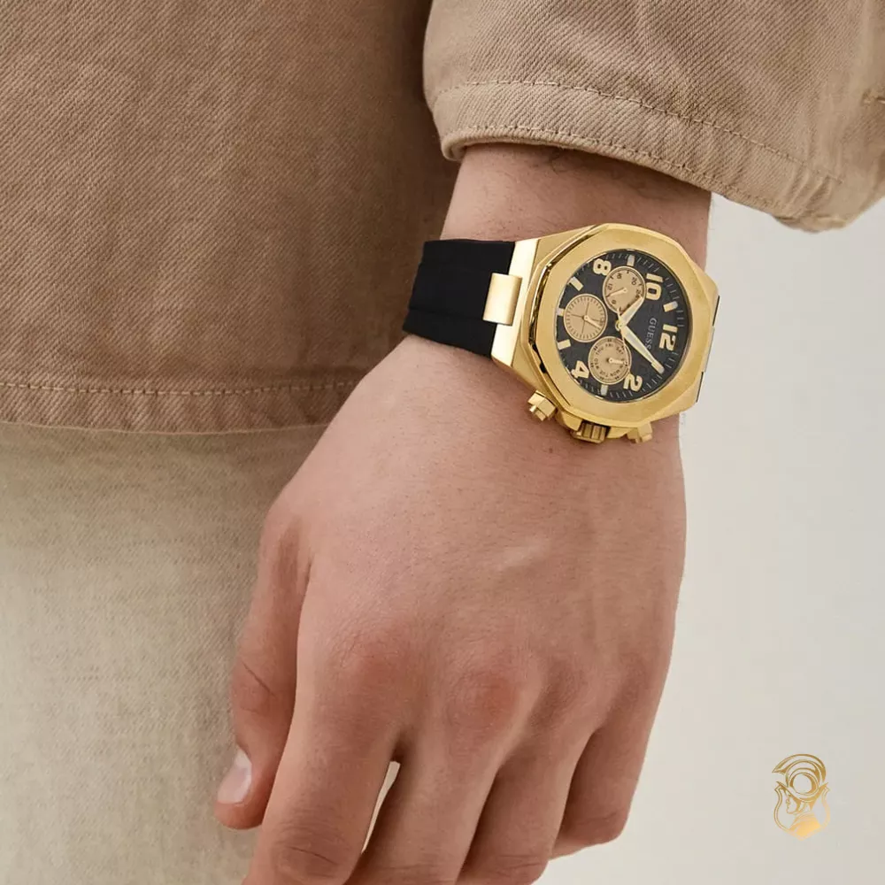 Guess Empire Quartz Black Dial Watch 46mm