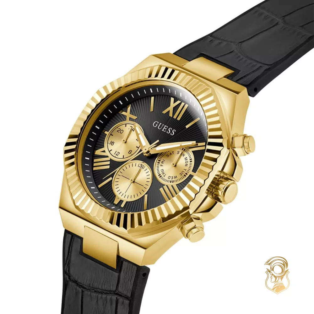 Guess Equity Black Gold Tone Multi-function Watch 44mm