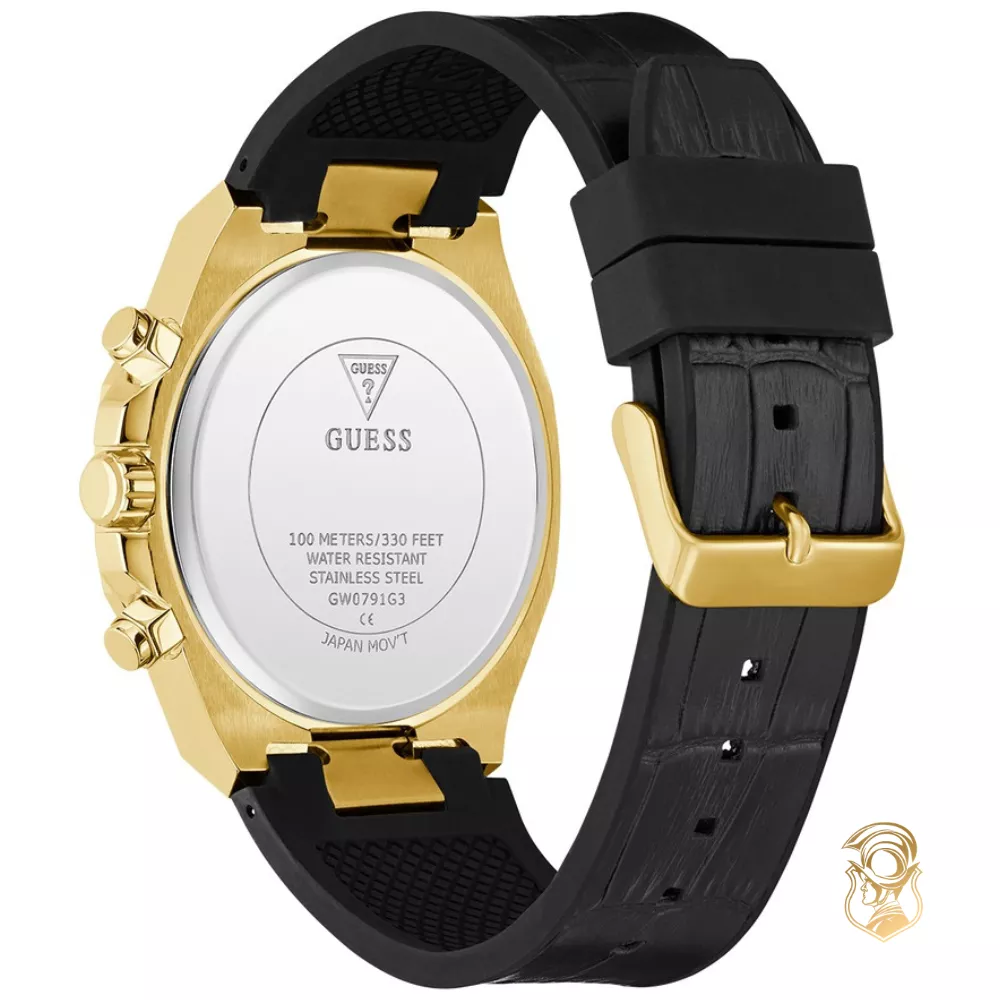 Guess Equity Black Gold Tone Multi-function Watch 44mm