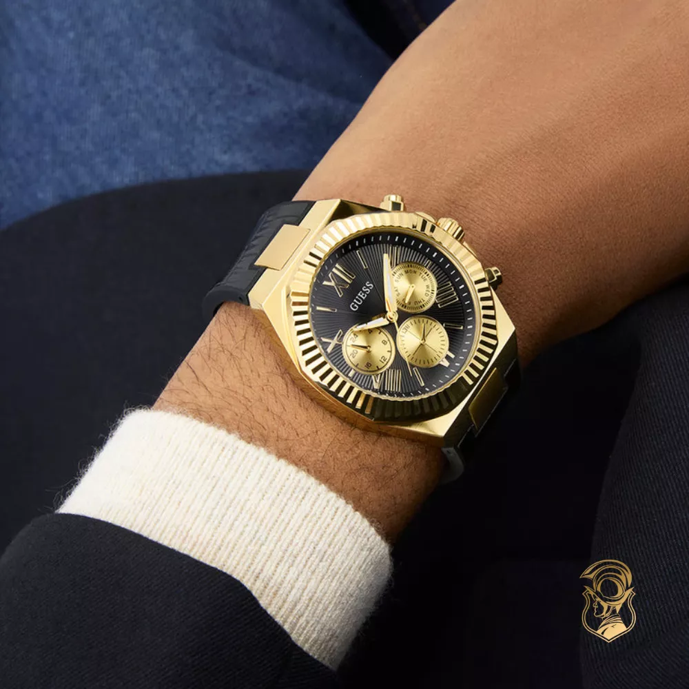 Guess Equity Black Gold Tone Multi-function Watch 44mm