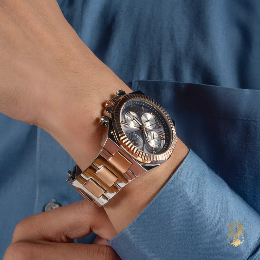 Guess Equity Mens 2-Tone Multi-function Watch 44mm