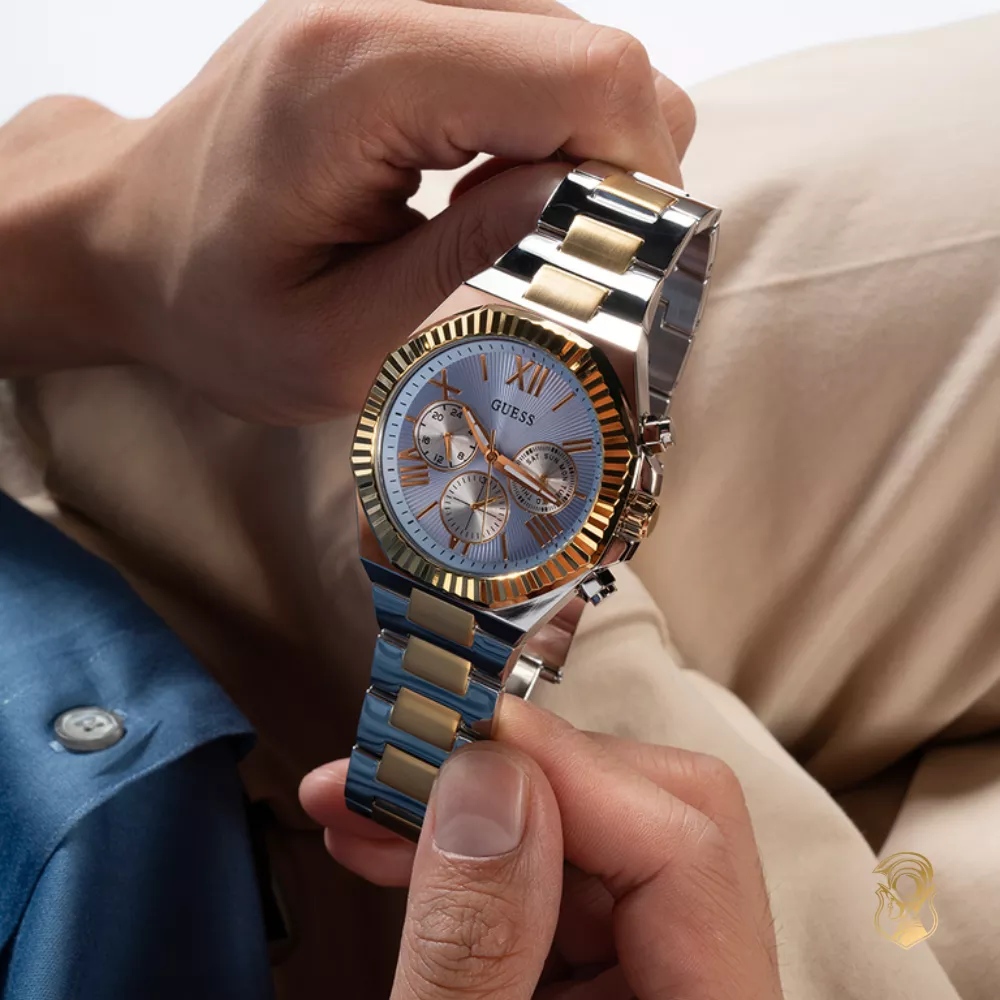 Guess Equity Mens 2-Tone Multi-function Watch 44mm