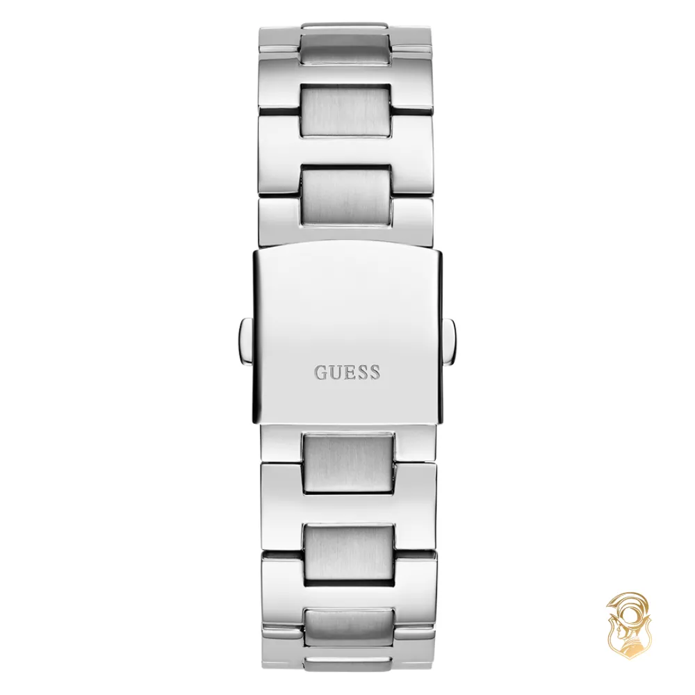 Guess Equity Mens Silver Tone Multi-function Watch 44mm