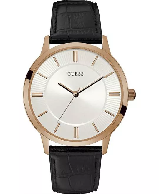 GUESS Escrow Black Leather Strap Watch 43mm 