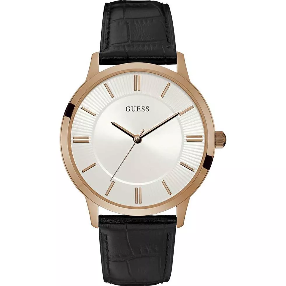 GUESS Escrow Black Leather Strap Watch 43mm 
