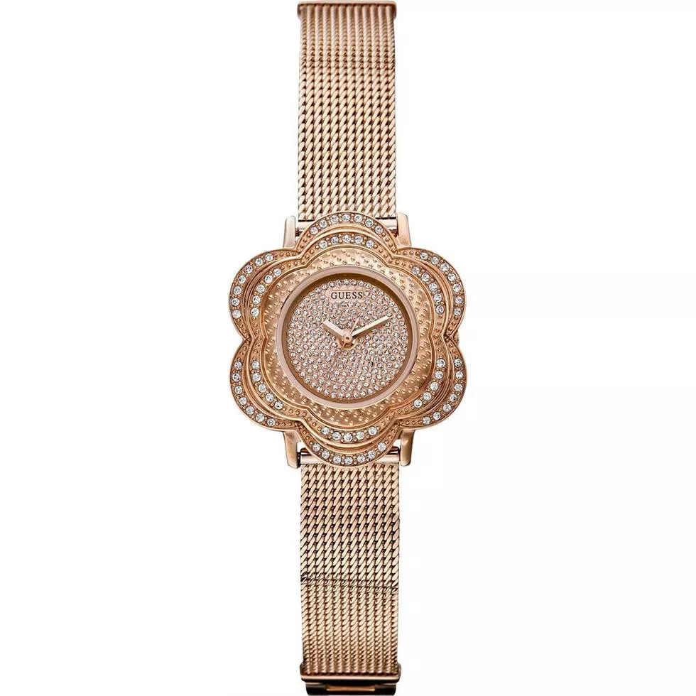 GUESS Floral Silver Mesh Women's Watch 26mm
