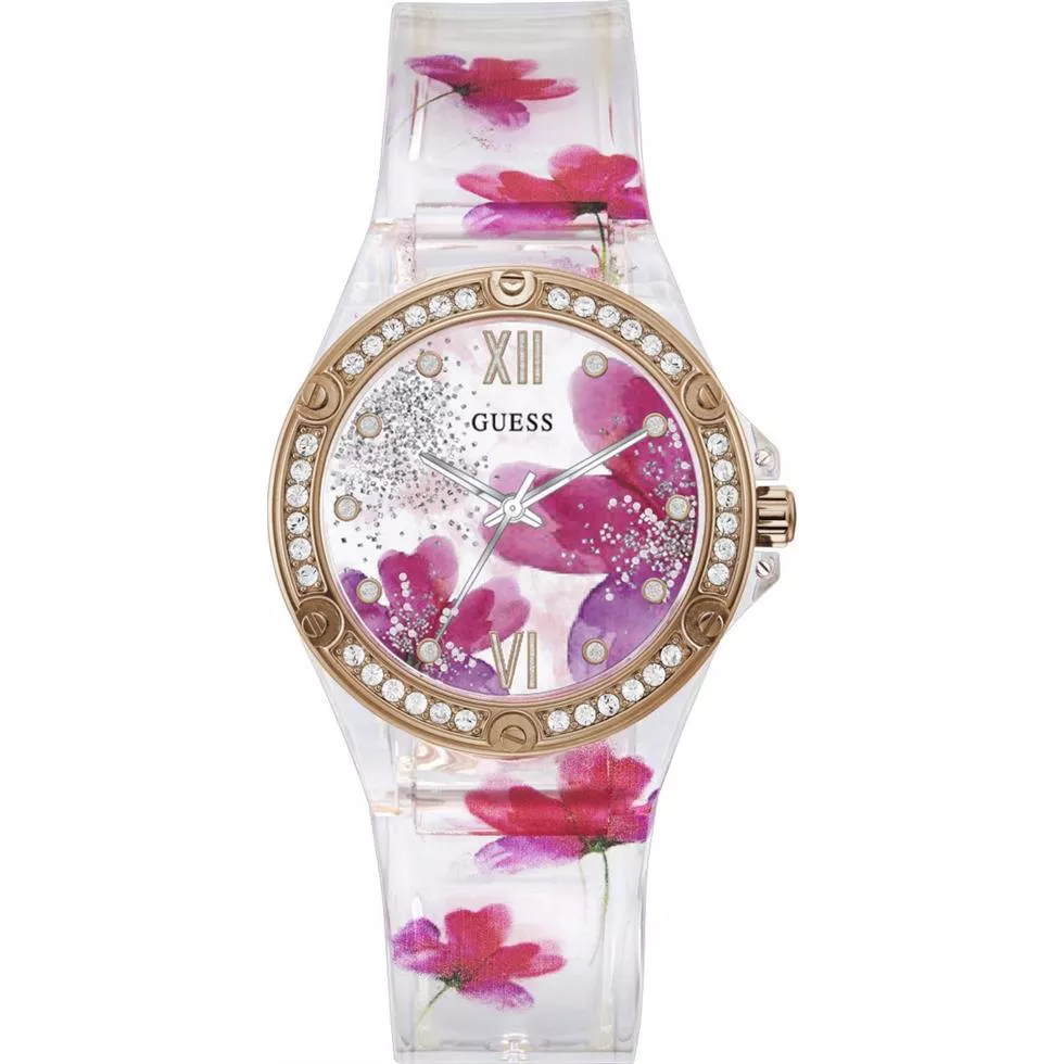 Guess Floral Transparent Analog Watch 39mm