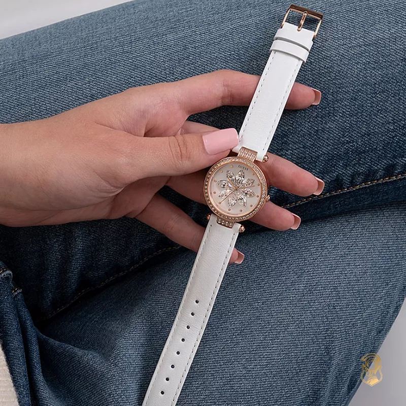 Guess Floral White Tone Watch 32mm