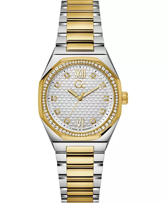 Guess Gc Coussin Sleek Lady Mid Size Metal Watch 34mm