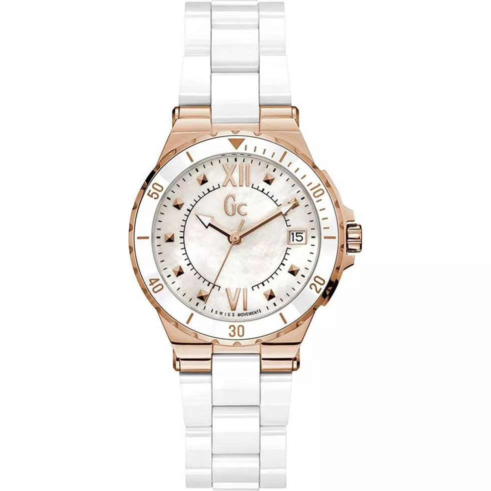 Guess Gc White And Gold-Tone Watch 36mm