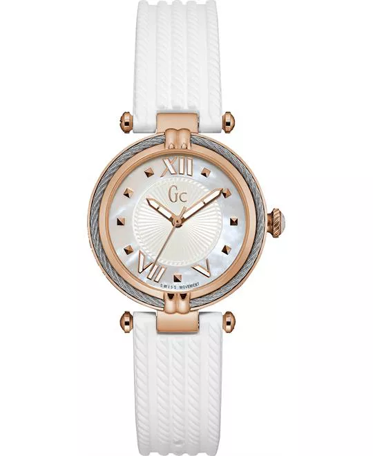 Guess Gc White And Rose Gold-Tone Watch 36.5mm
