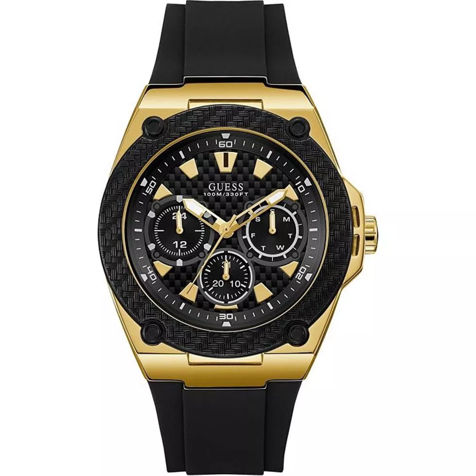 Guess Gents Gold Tone Black Watch 45mm