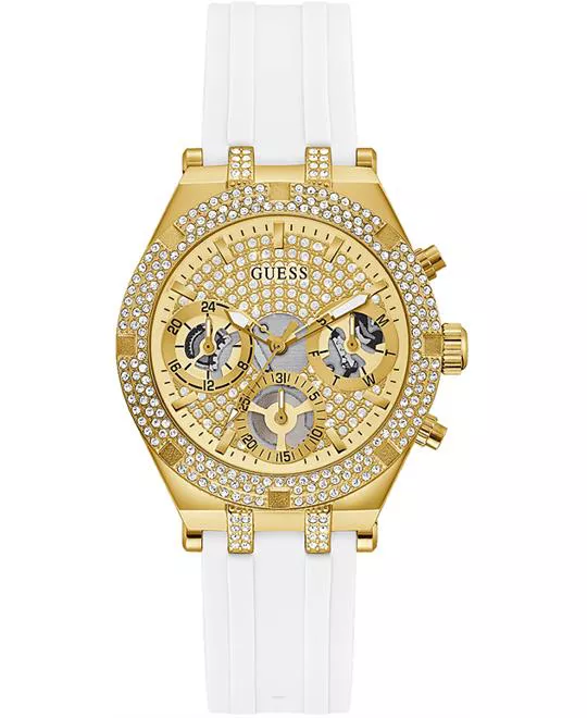 Guess Gold  Case White Silicone Watch 38MM