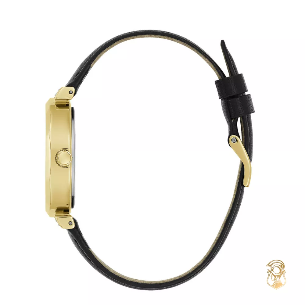 Guess Gold Rumour Black Leather Watch 34mm