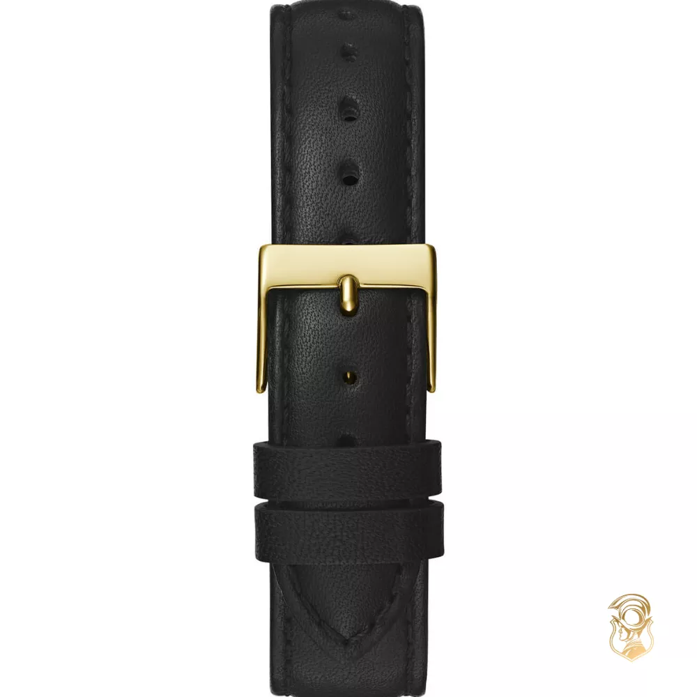 Guess Gold Rumour Black Leather Watch 34mm
