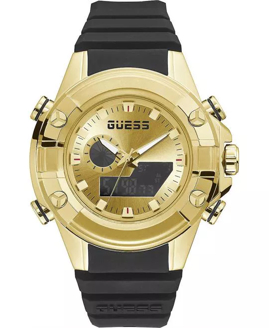 Guess Gold-Tone and Black Digital Watch 47MM