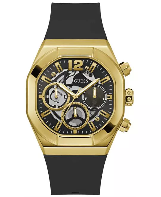Guess Gold-Tone and Black Multifunction Watch 42mm