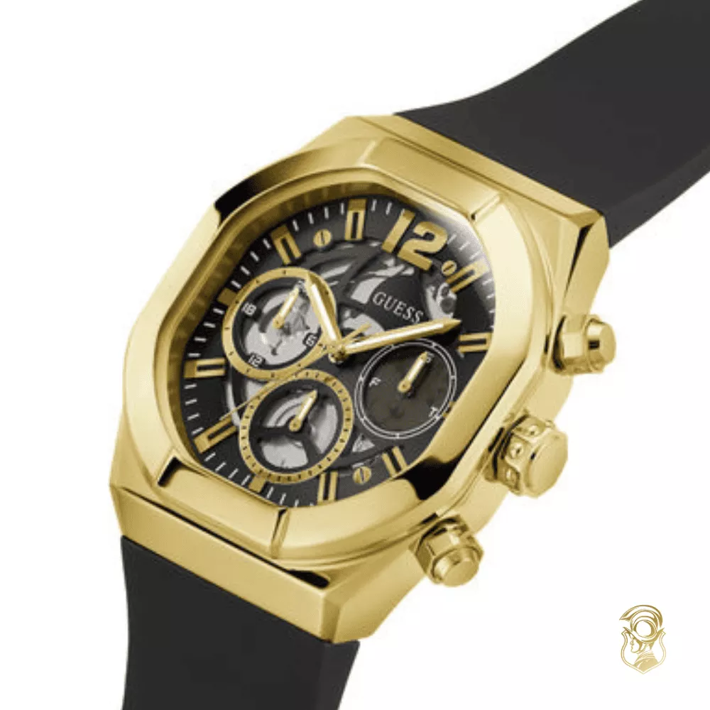 Guess Gold-Tone and Black Multifunction Watch 42mm