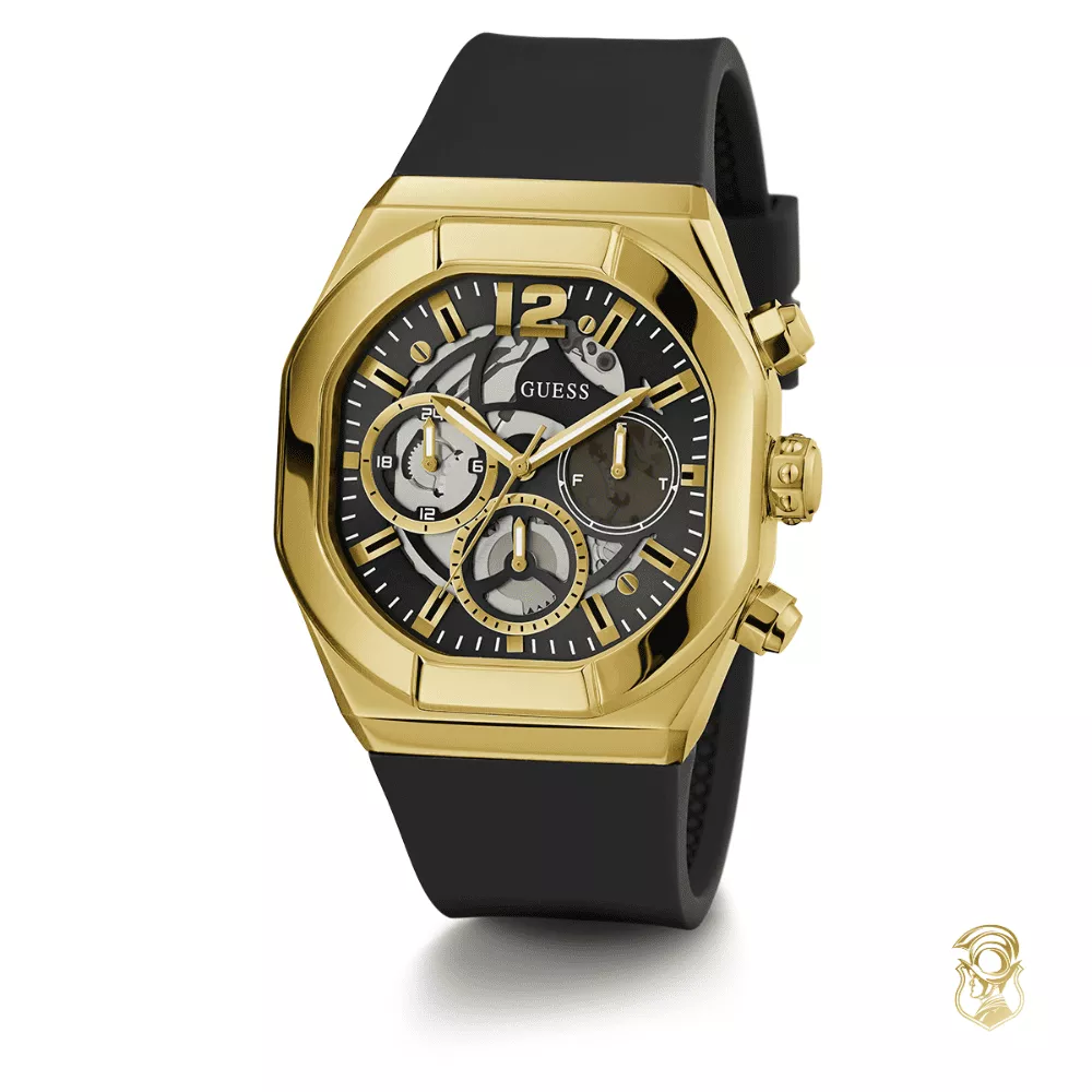 Guess Gold-Tone and Black Multifunction Watch 42mm