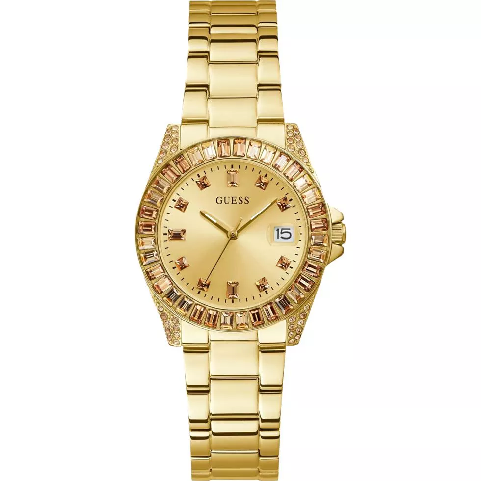 Guess Gold-Tone and Crystal Watch 34mm