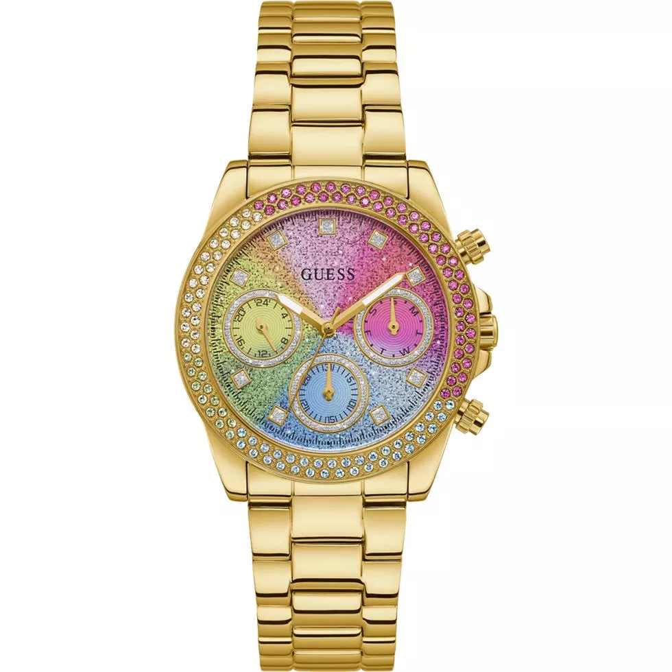 Guess Gold-Tone and Rainbow Watch 38mm