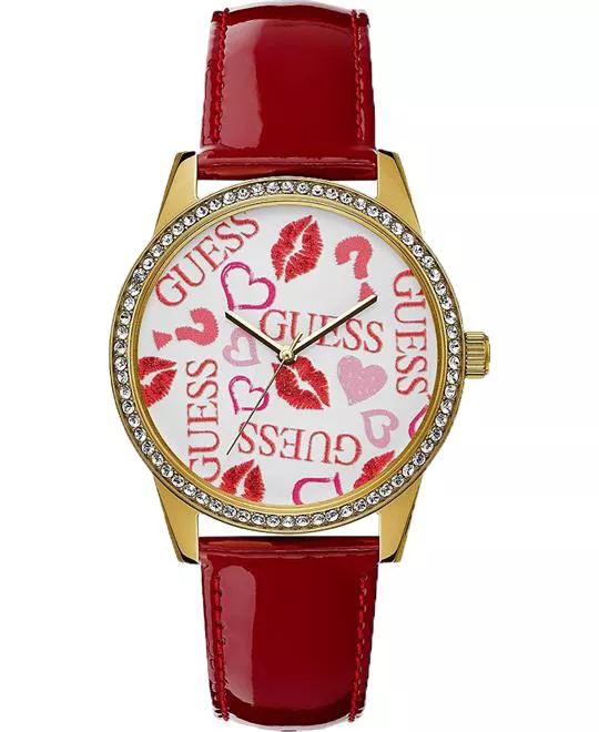 Guess Gold-Tone And Red Analog Watch 40mm