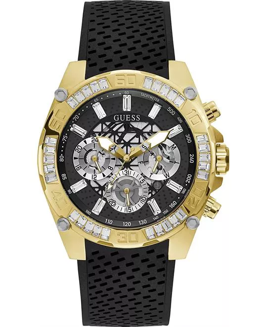 Guess Gold Tone Case Black Silicone 46mm
