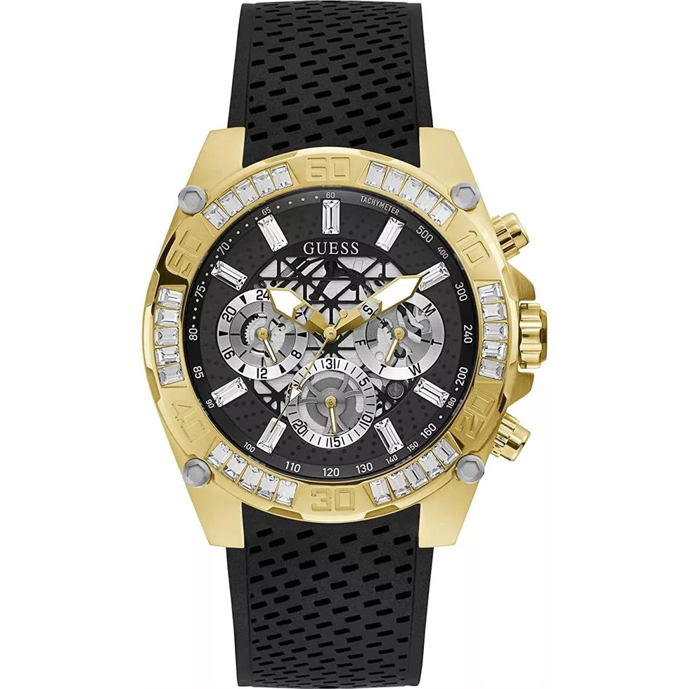 Guess Gold Tone Case Black Silicone 46mm