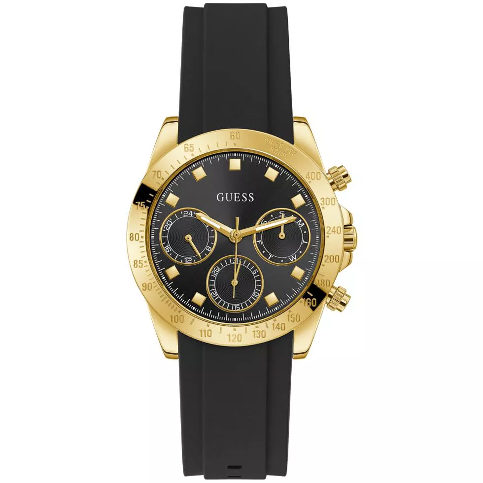Guess Sparkling Black Silicone Watch 38mm