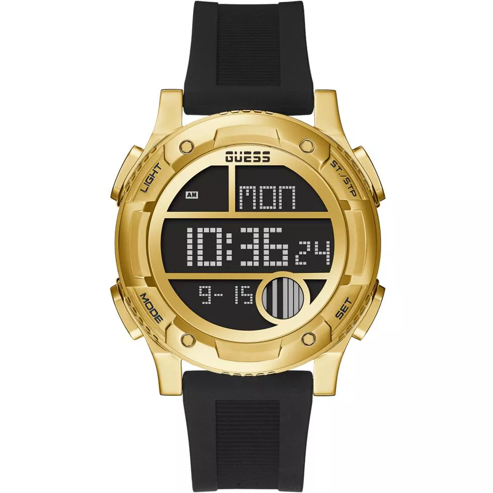 Guess Digital Black Silicone Watch 44.5mm