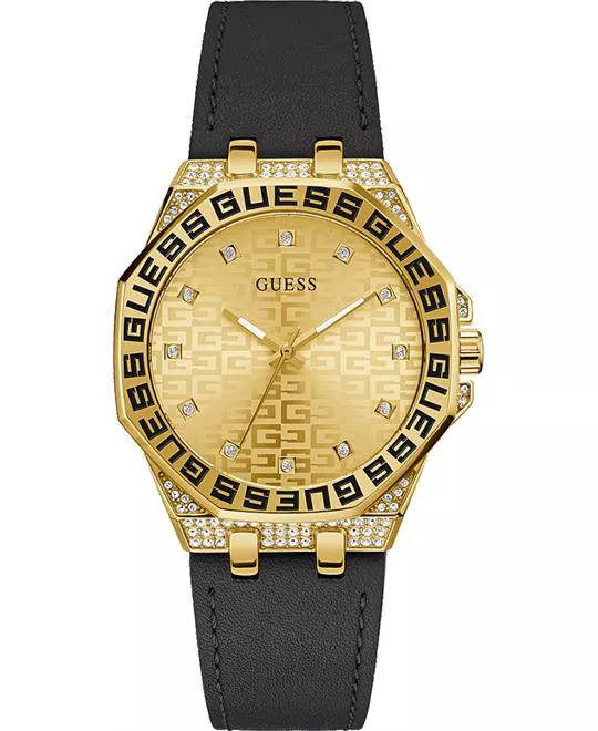 Guess Gold Tone Case Black Watch 38mm