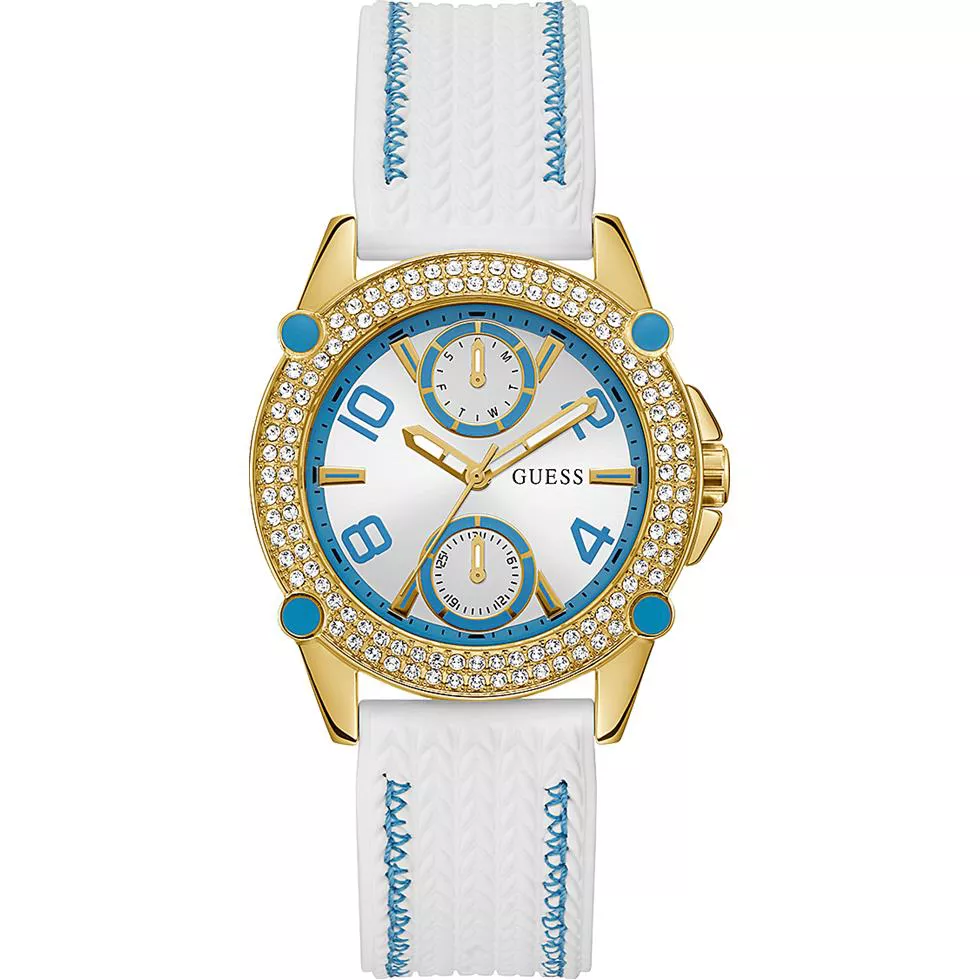 Guess Crescent White Tone Watch 38mm