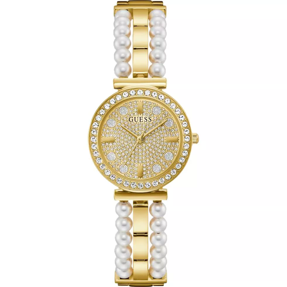 Guess Gold-Tone Diamond and Pearl Watch 30mm