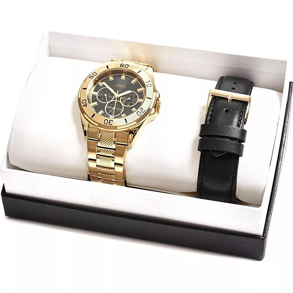 GUESS Gold-Tone Multifunction Men's Watch Set 43mm