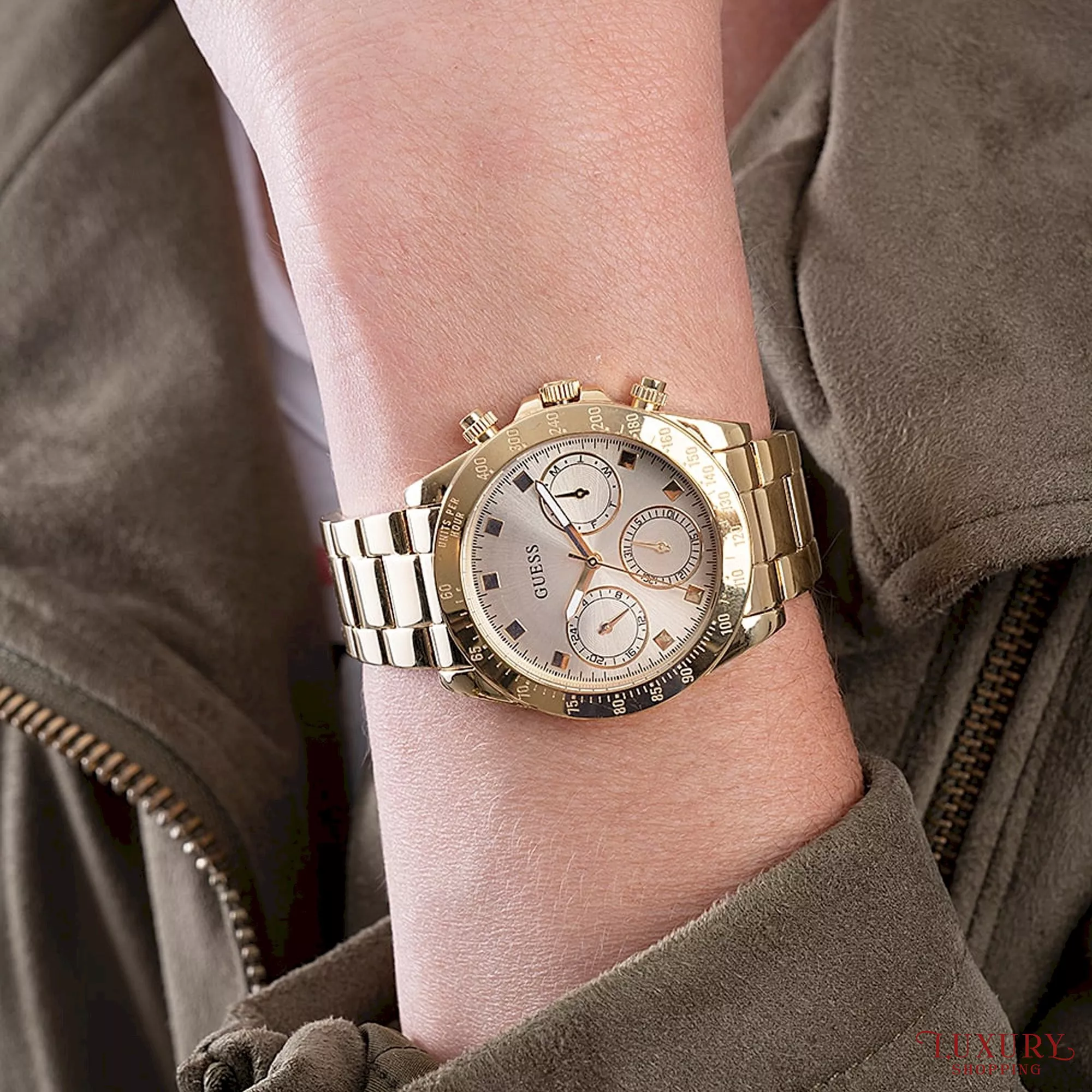Guess Gold-Tone Multifunction Watch 38MM