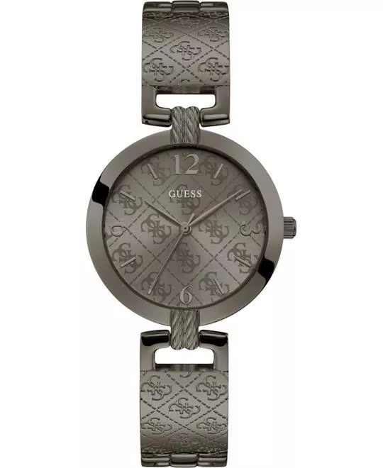 Guess Logo Gunmetal Engraved Watch 35mm