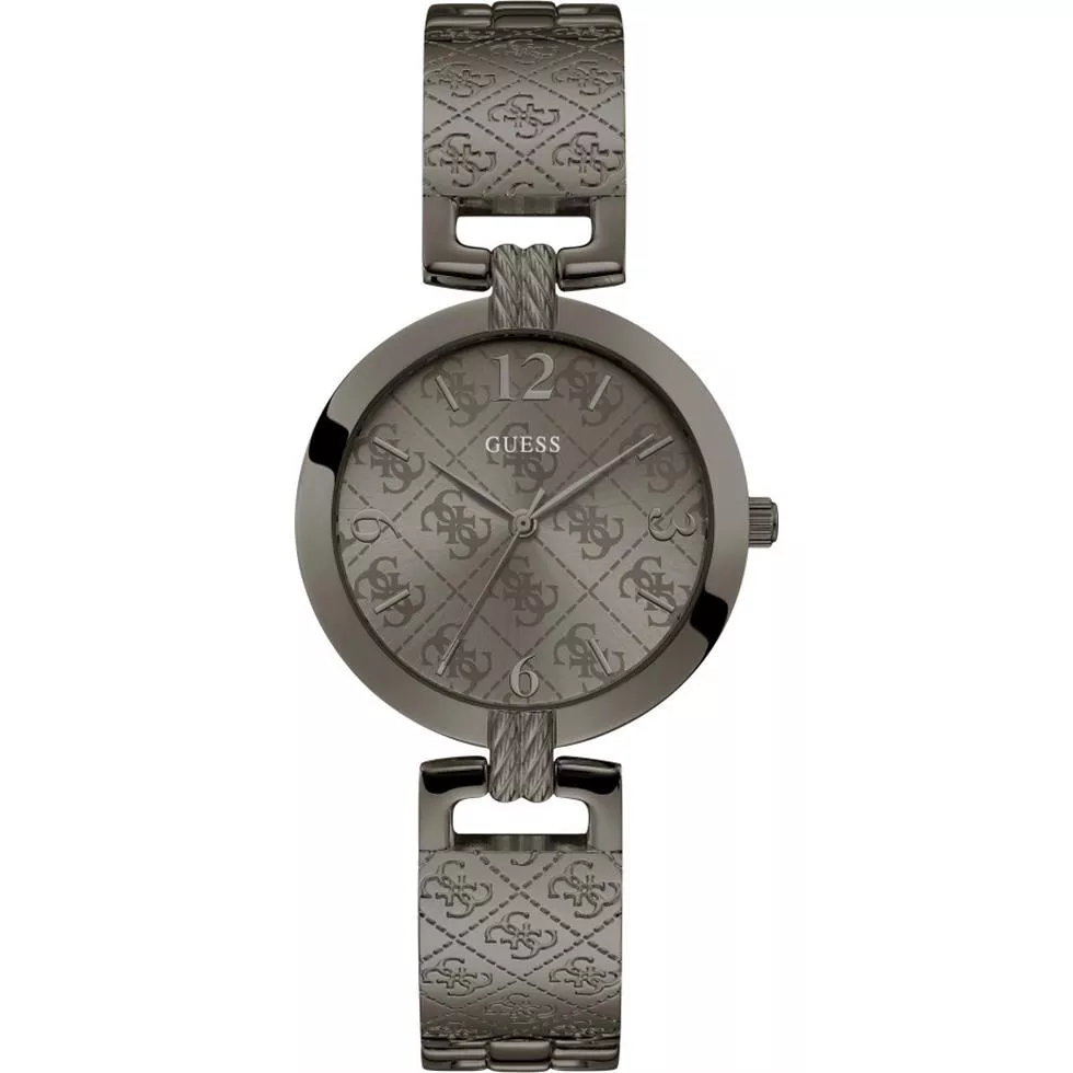 Guess Logo Gunmetal Engraved Watch 35mm