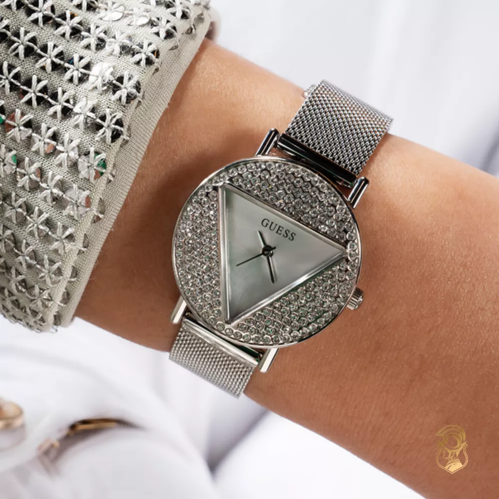 Guess Iconic Silver-Tone Mesh Watch 30mm