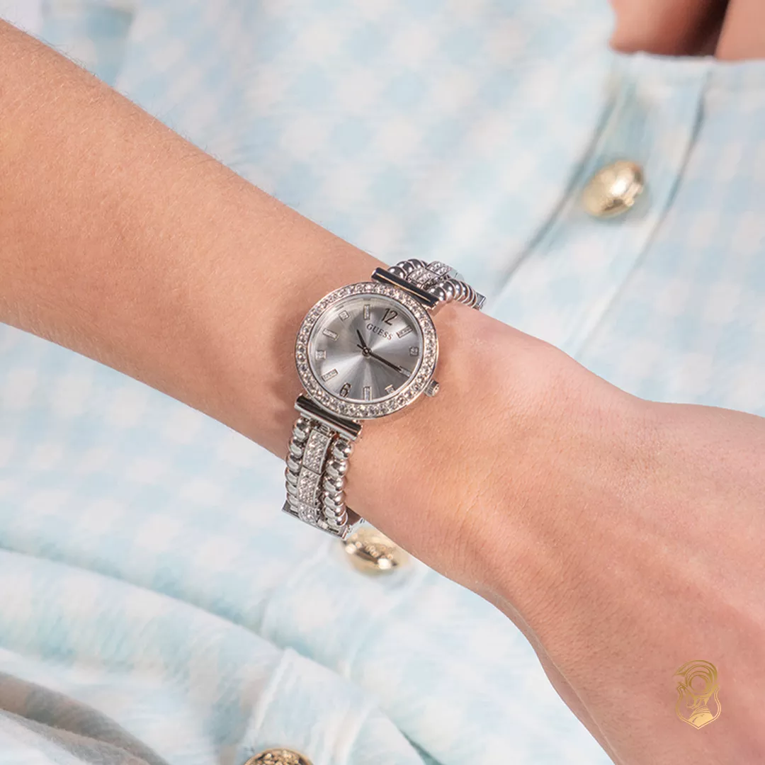 Guess Intricate Silver Tone Watch 30mm