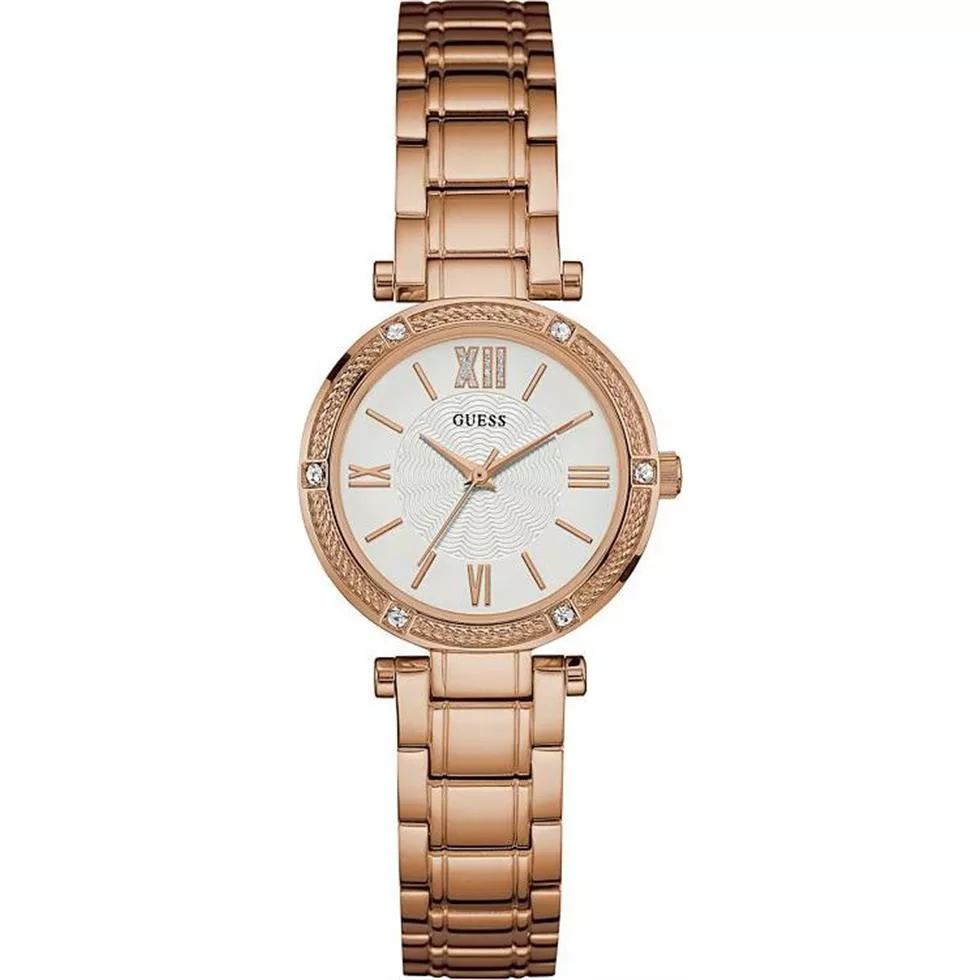 GUESS Jewelry-Inspired Rose Gold Watch 29.5mm